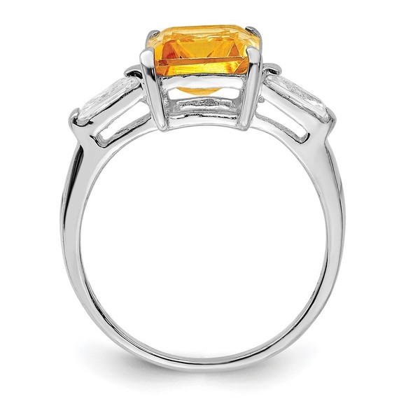 925 Sterling Silver Rhodium Citrine (November Birthstone) ring Size 7 - Picture 2 of 6